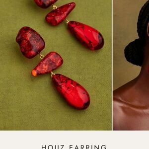 HOUZ Khoi Red Earrings, Never Worn, Brand New Without Tags
